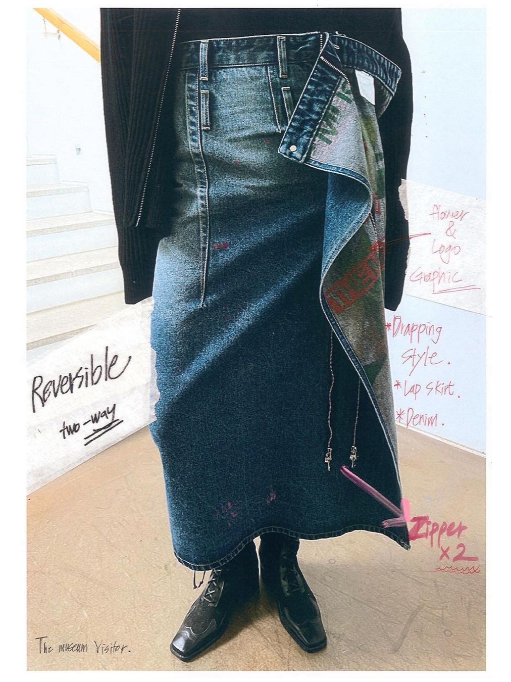 The Museum Visitor Flower Printed Reversible Lap Skirt  -23PS 착용 스타일