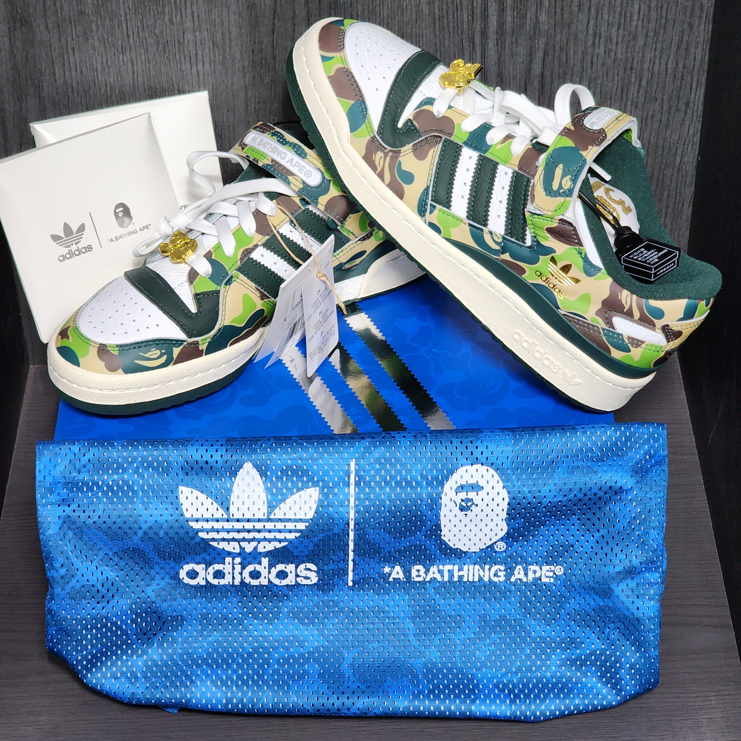 Adidas x BAPE Forum 84 Low Green Camo 착용 스타일 - 1