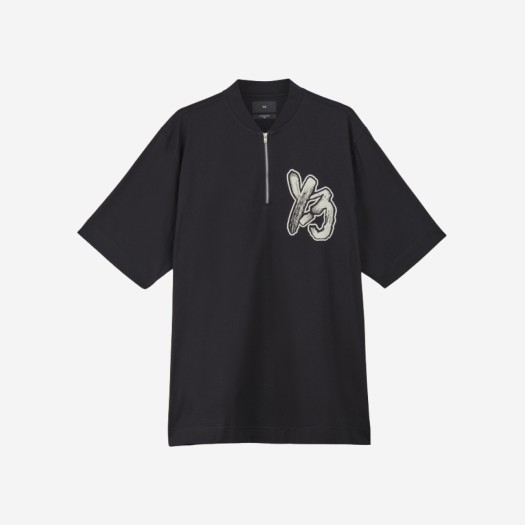 Y-3 하프 집업 숏슬리브 티셔츠 블랙