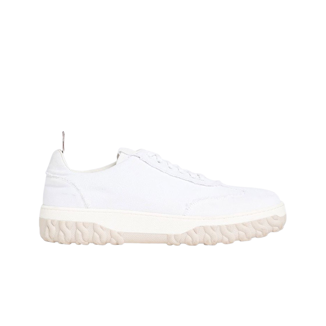 MFD258A-F0102-100 Thom Browne Frayed Canvas Cable Knit Sole Field Shoes White
