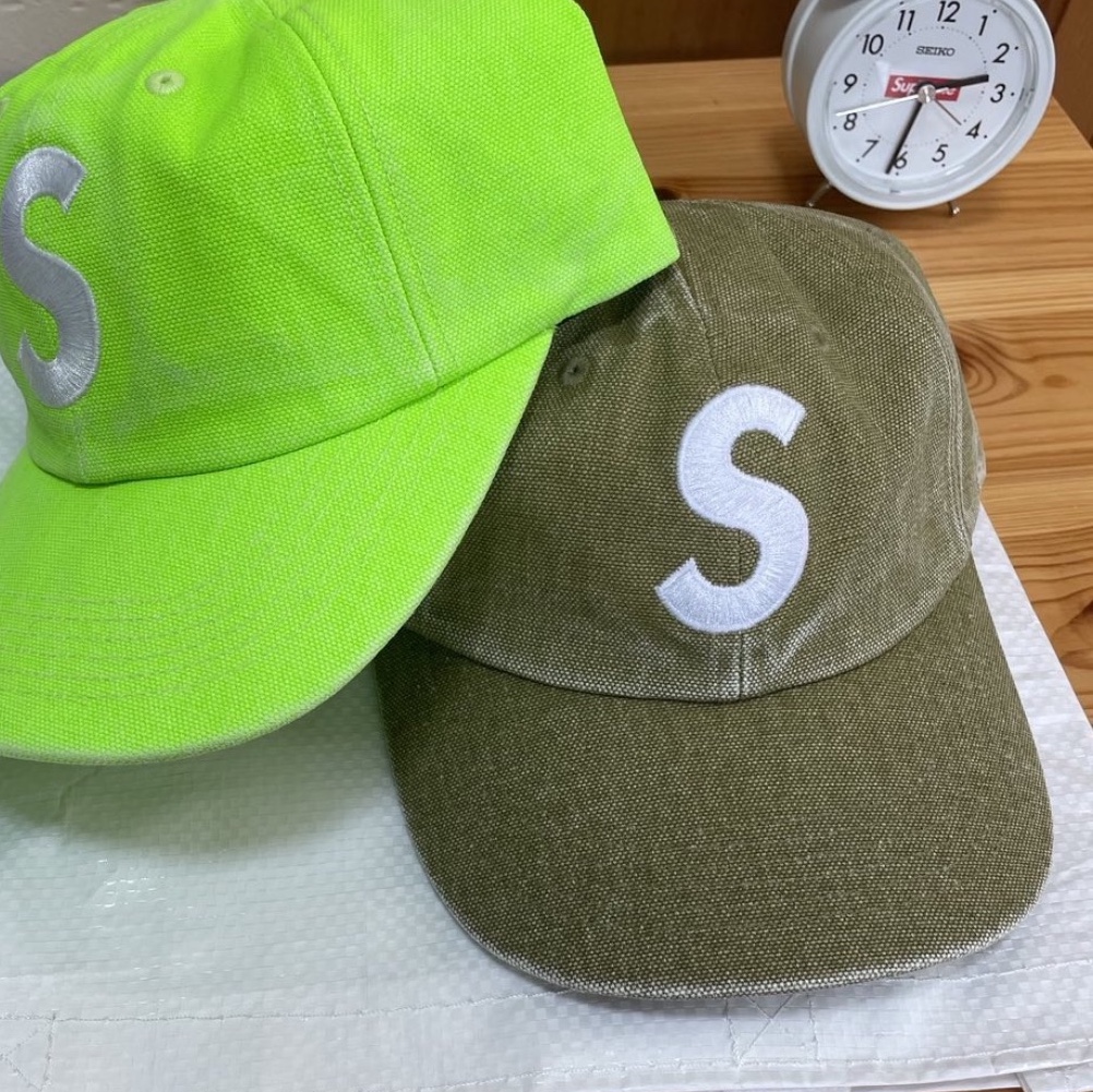 Supreme Pigment Canvas S Logo 6-Panel Olive - 23SS, Supreme Pigment Canvas S Logo 6-Panel Lime - 23SS 착용 스타일