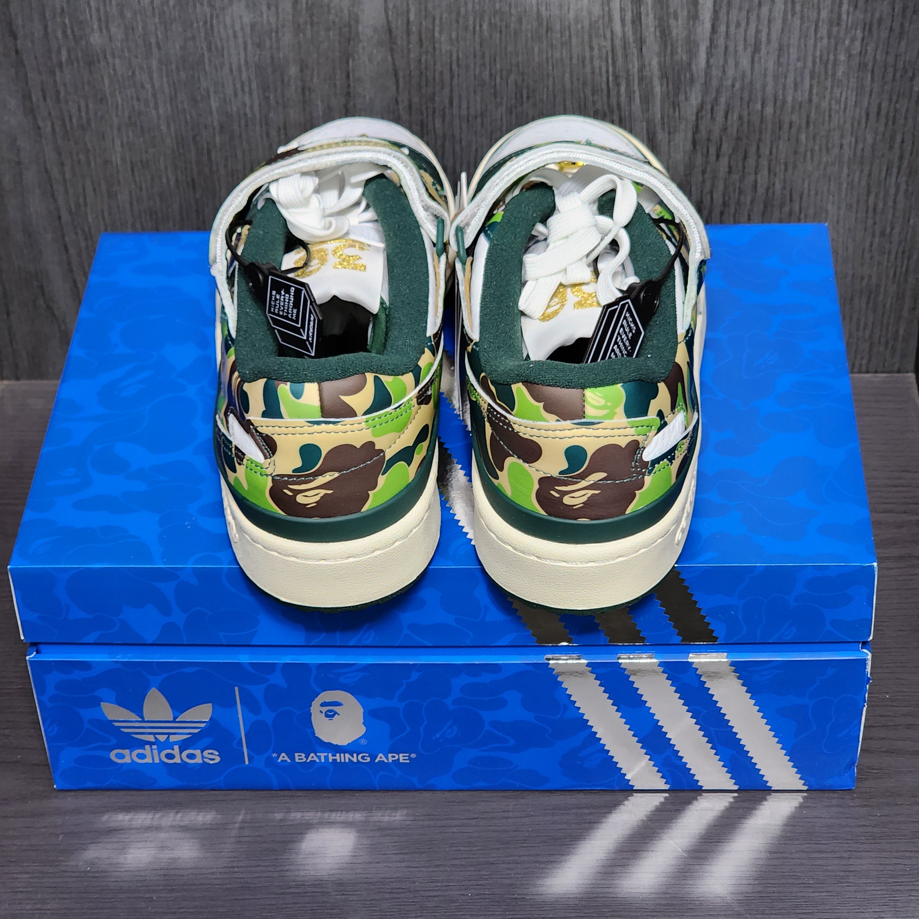 Adidas x BAPE Forum 84 Low Green Camo 착용 스타일 - 4