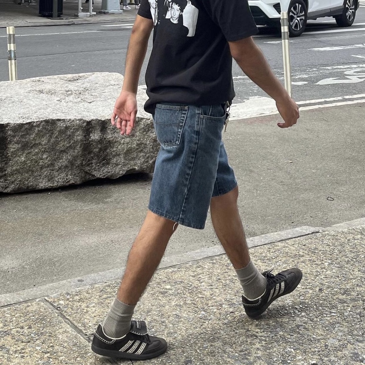 Stussy x Martine Rose Collage Pigment Dyed T-Shirt Black, Adidas x Wales Bonner Samba Black 착용 스타일 - 1