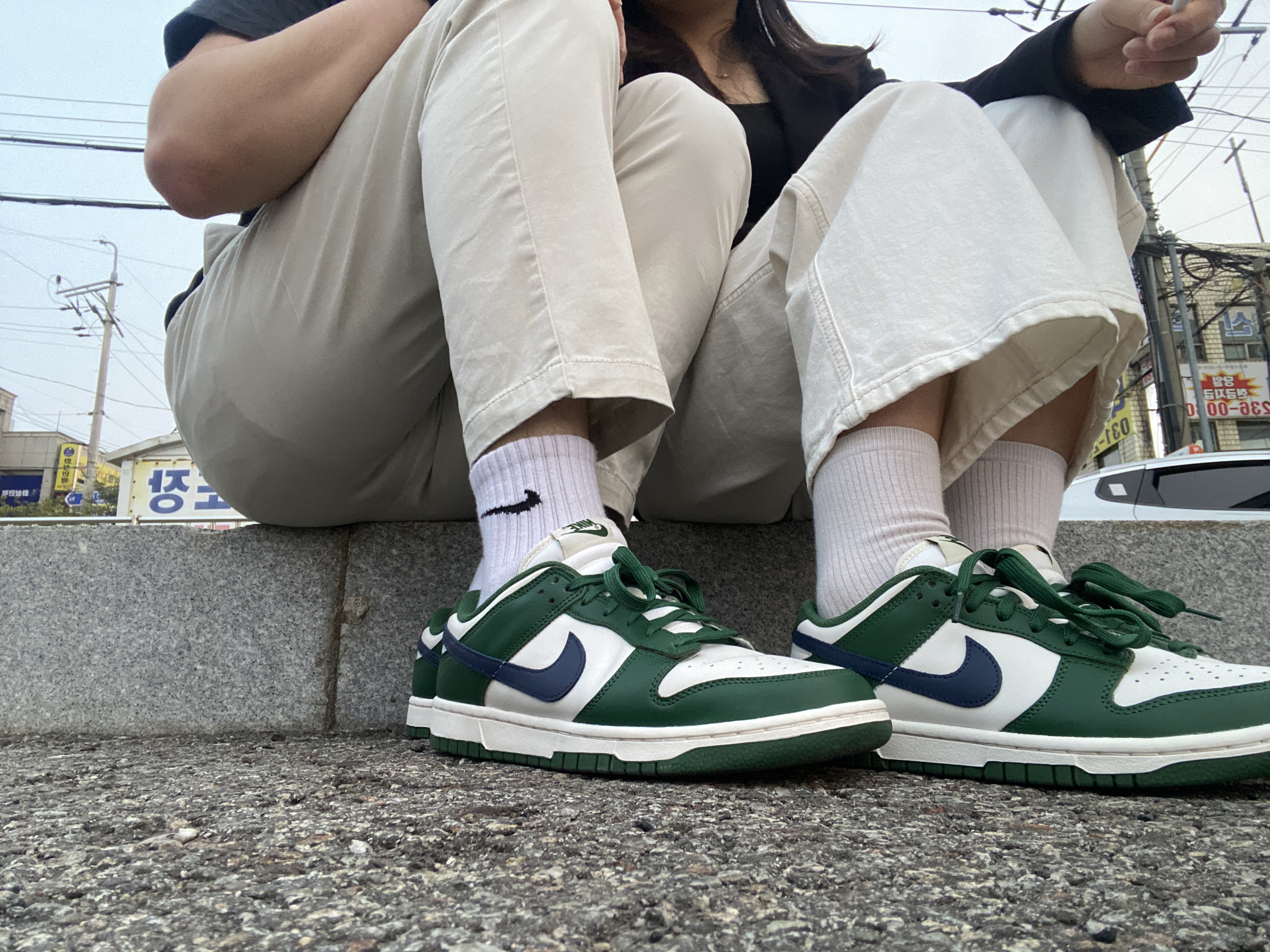 (W) Nike Dunk Low Gorge Green 착용 스타일
