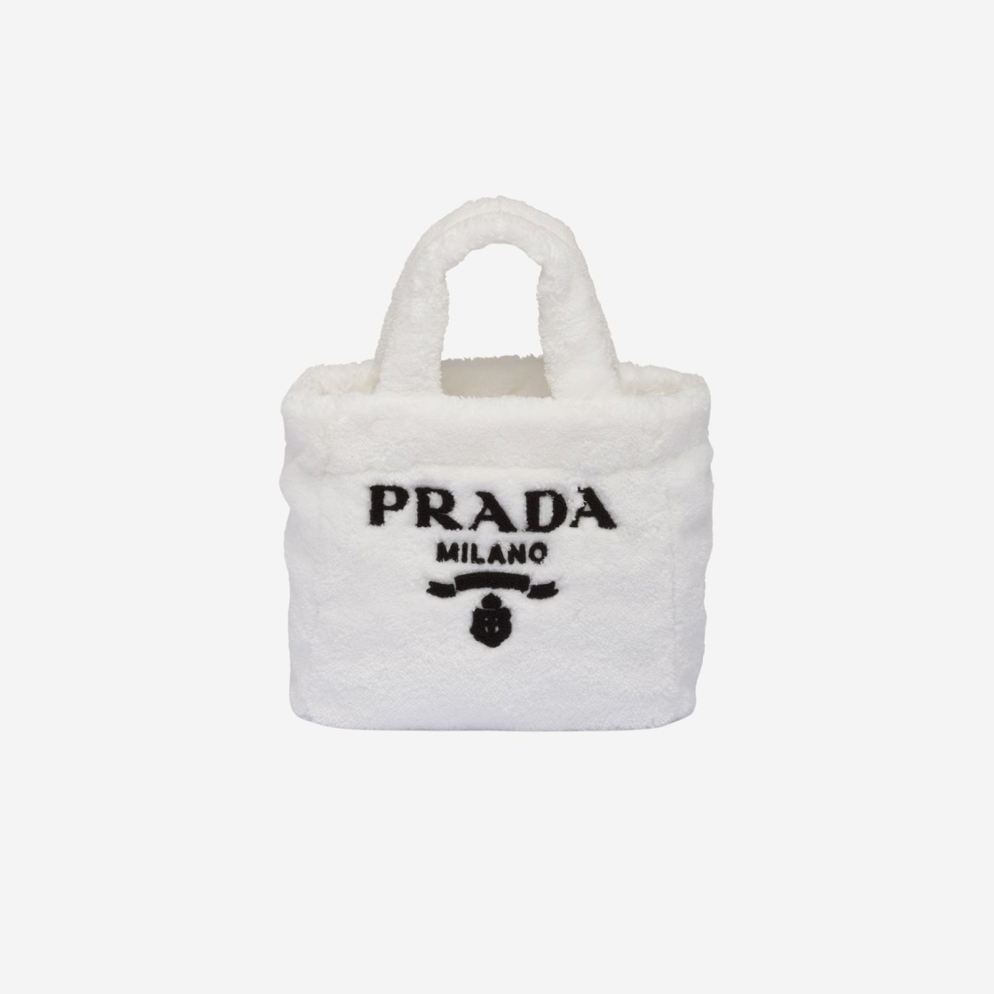 Prada Terry Mini Tote Bag White Black 상세 이미지 1