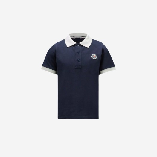 (키즈) 몽클레르 로고 폴로 티셔츠 나이트 블루 - 23SS
