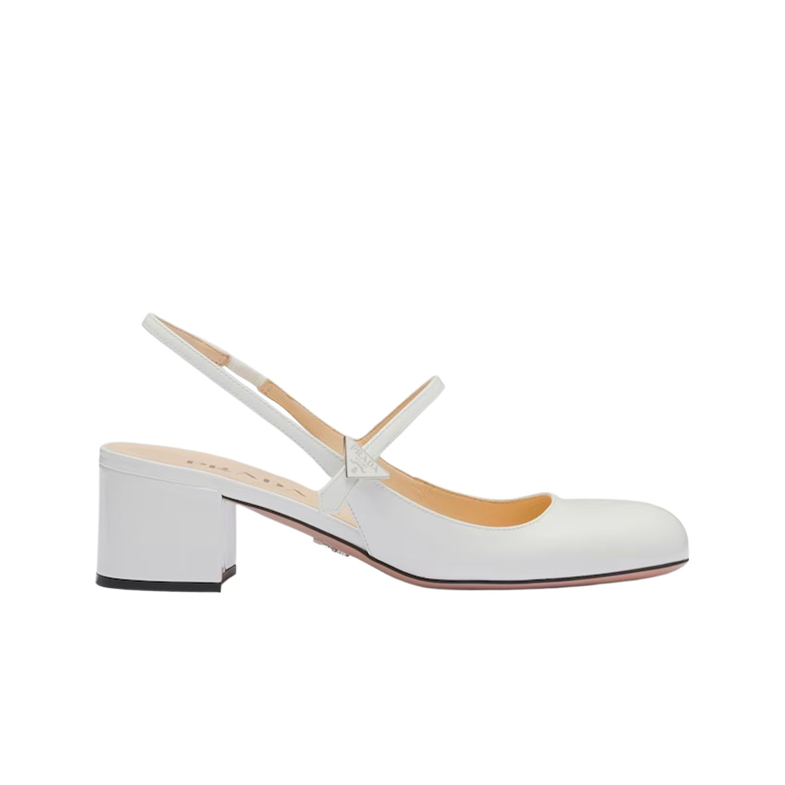 (W) 프라다 페이턴트 레더 슬링백 화이트((W) Prada Patent Leather Slingbacks White) - 1