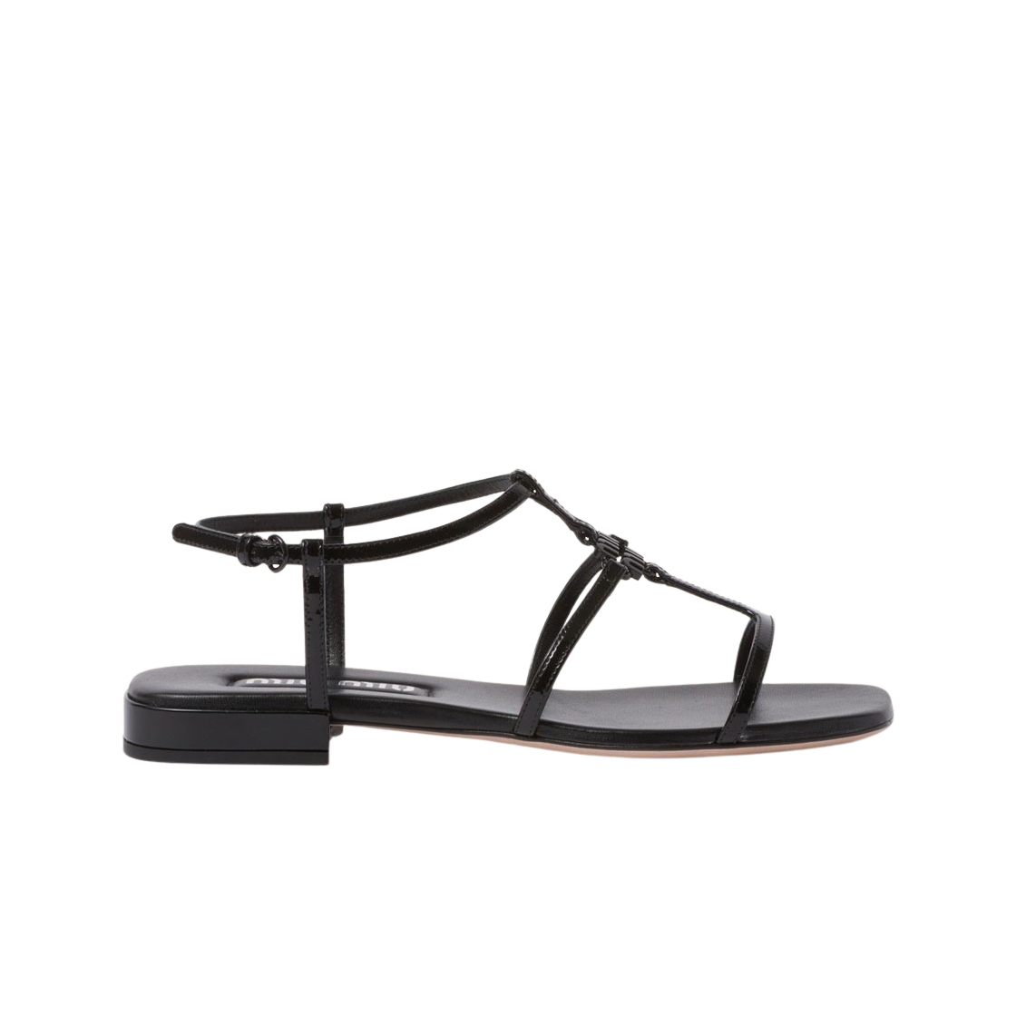 (W) 미우 미우 페이턴트 레더 샌들 블랙((W) Miu Miu Patent Leather Sandals Black) - 1