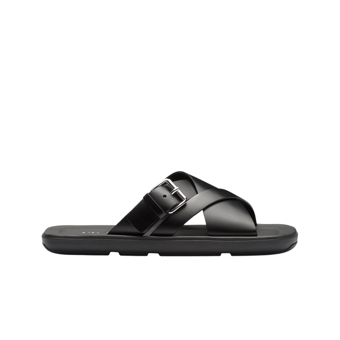 프라다 브러쉬드 레더 슬라이드 블랙(Prada Brushed Leather Slides Black) - 1