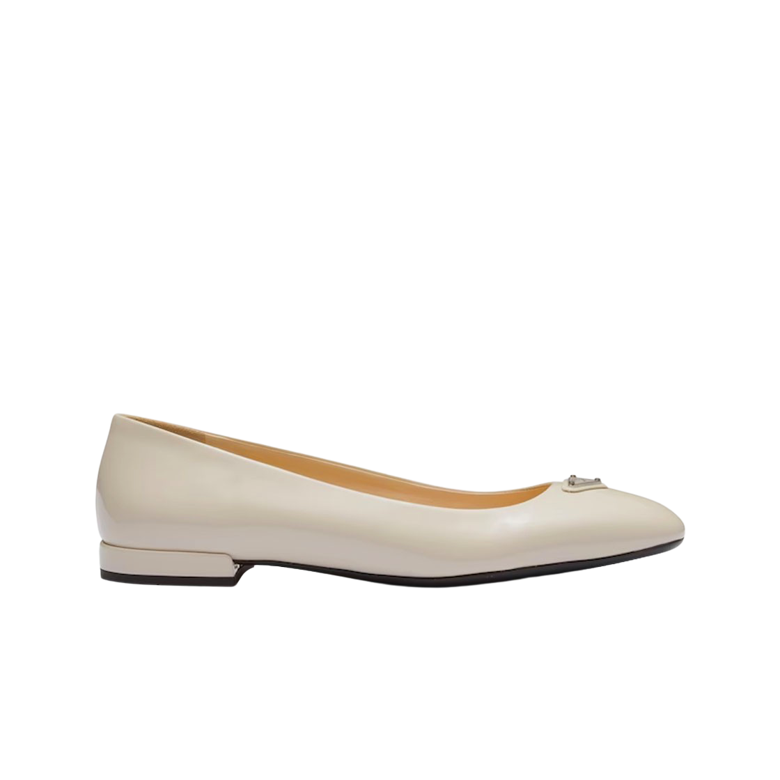 1F200N-069-F0304 (W) Prada Patent Leather Ballerinas Ivory