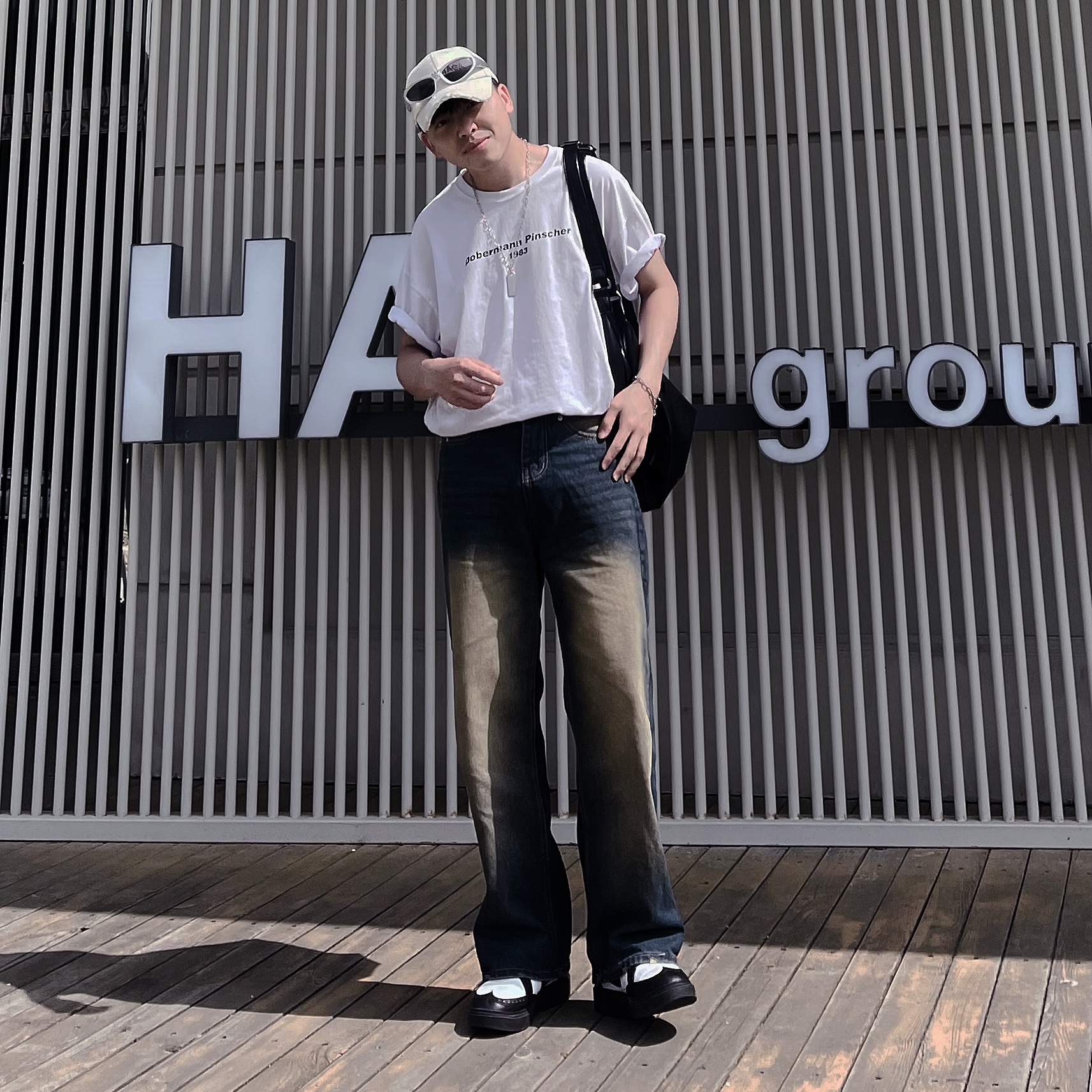 Nike x Peaceminusone Kwondo1 Black and White 착용 스타일 - 2