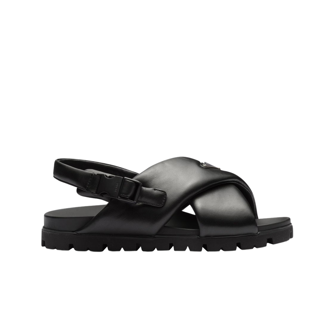 Prada Padded Nappa Leather Crisscross Sandals Black