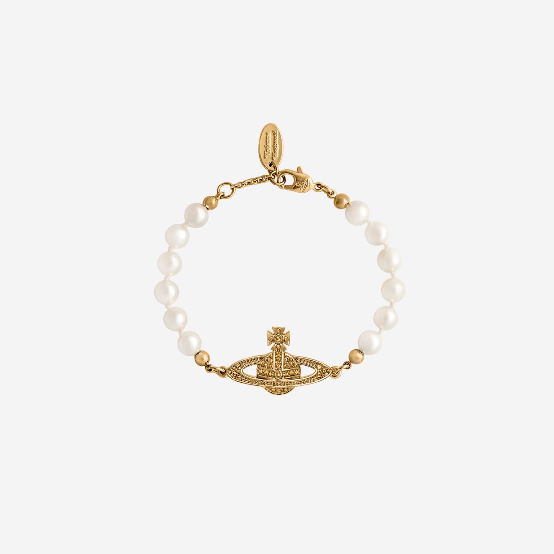 Vivienne Westwood Mini Bas Relief Pearl Bracelet Gold 상세 이미지 1