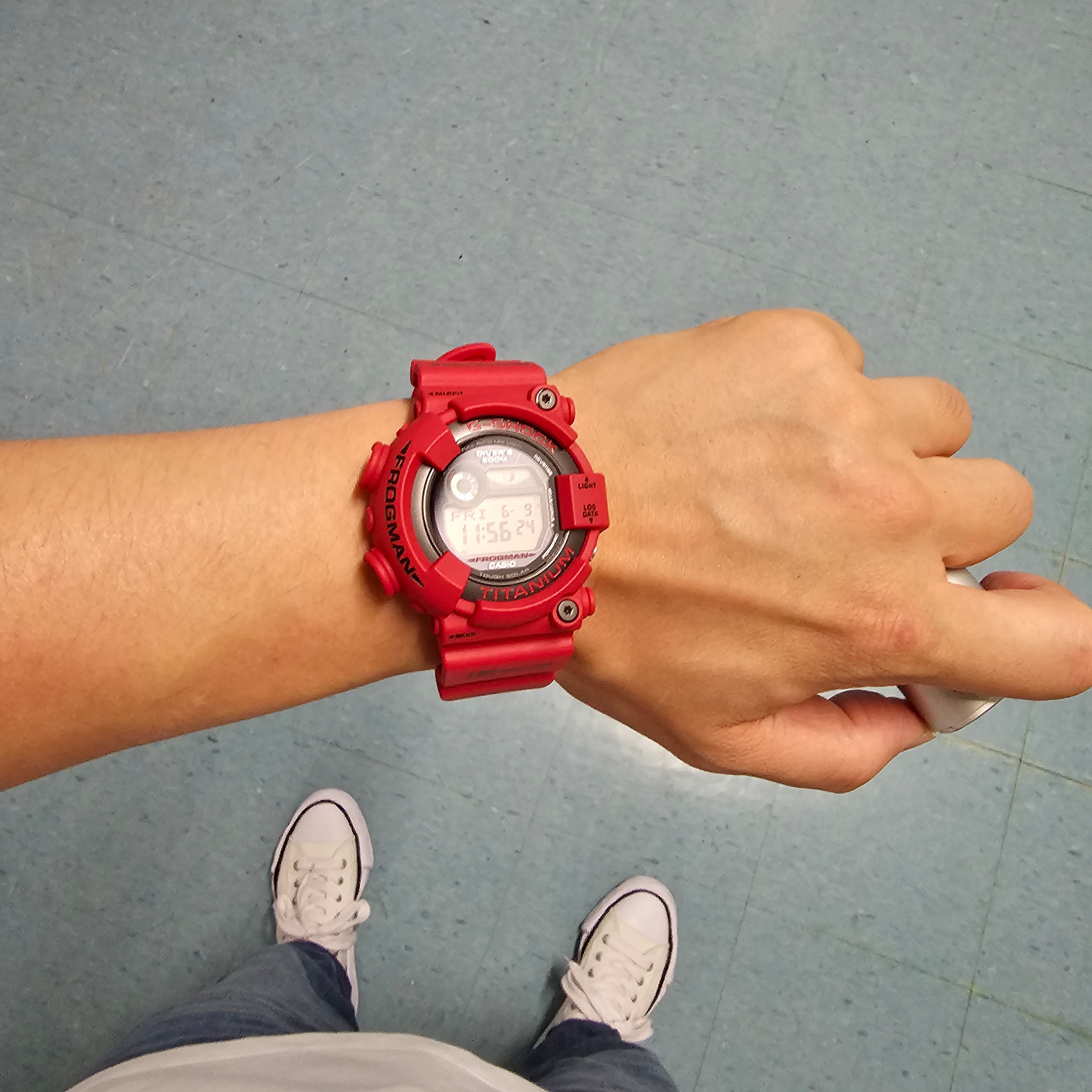 Maison Mihara Yasuhiro Peterson OG Sole Canvas Low Sneakers White, Casio G-Shock Frogman 30th Anniversary Limited Edition GW-8230NT-4 착용 스타일 - 1