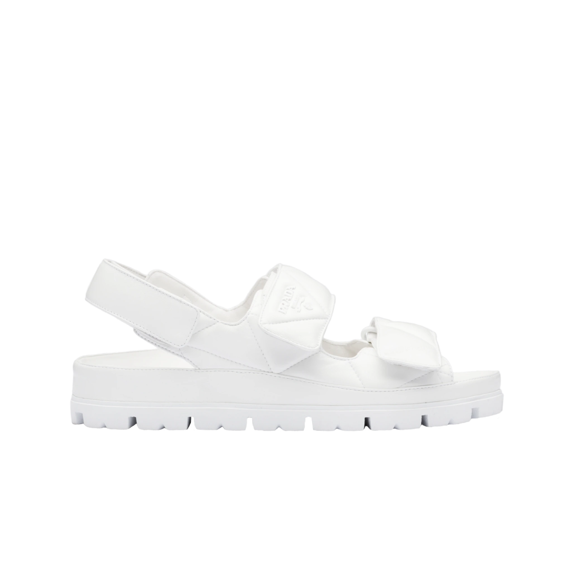 (W) 프라다 패딩 나파 레더 샌들 화이트((W) Prada Padded Nappa Leather Sandals White) - 1