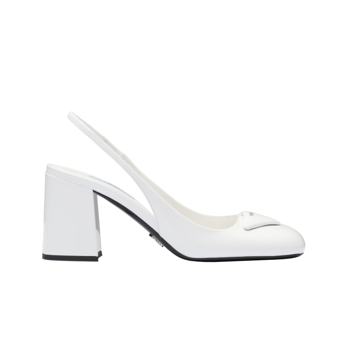 (W) 프라다 페이턴트 레더 슬링백 펌프스 화이트((W) Prada Patent Leather Slingback Pumps White) - 1