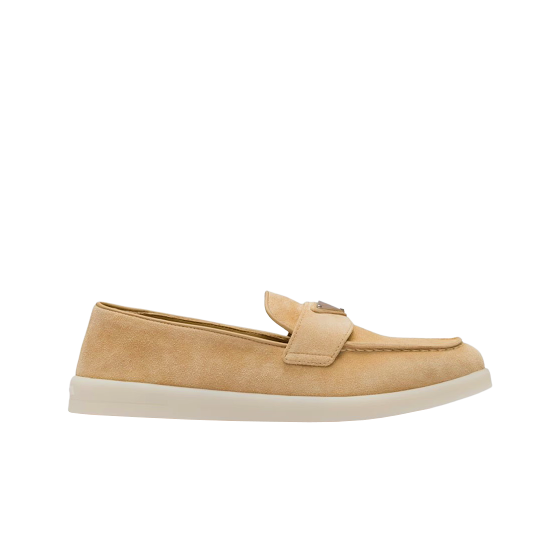 1D222N-103-F0379 (W) Prada Suede Leather Loafers Ecru