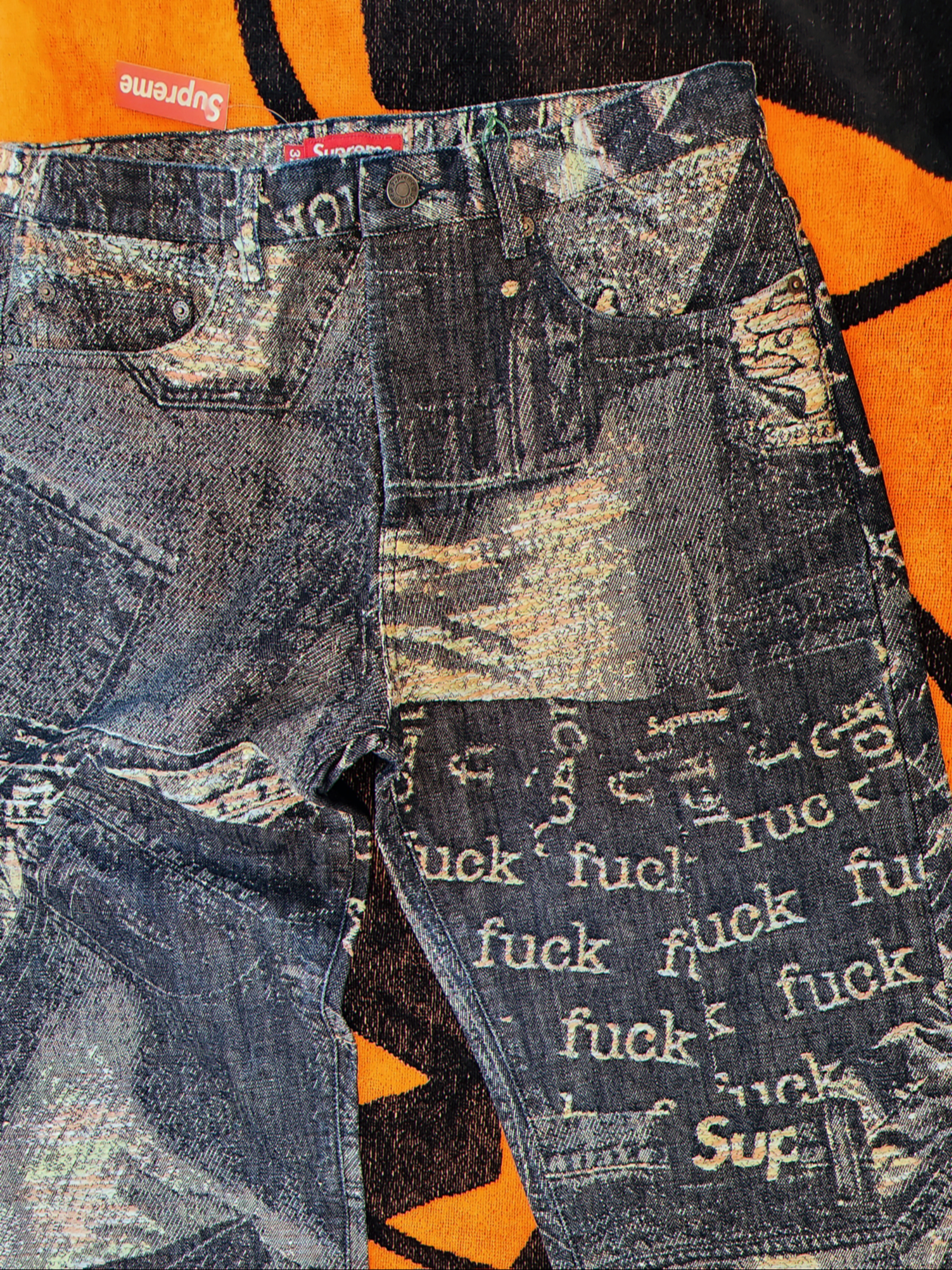 Supreme Archive Denim Jacquard Regular Jean Blue - 23SS 착용 스타일