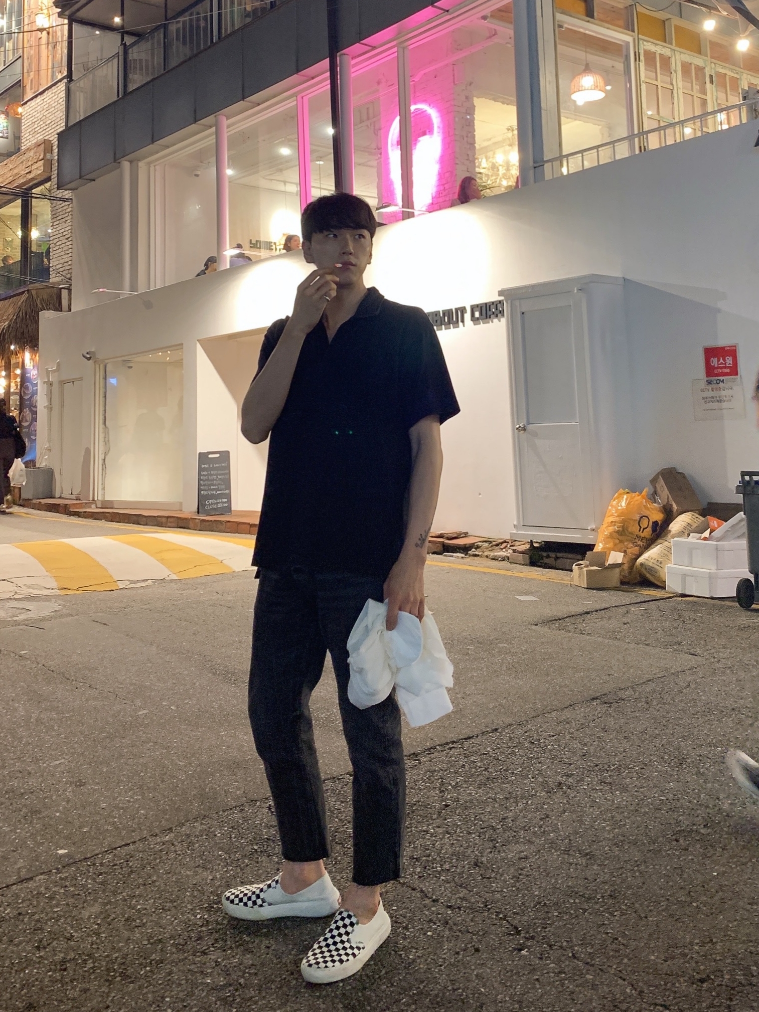 Vans Checkerboard Comfycush One Marshmallow 착용 스타일