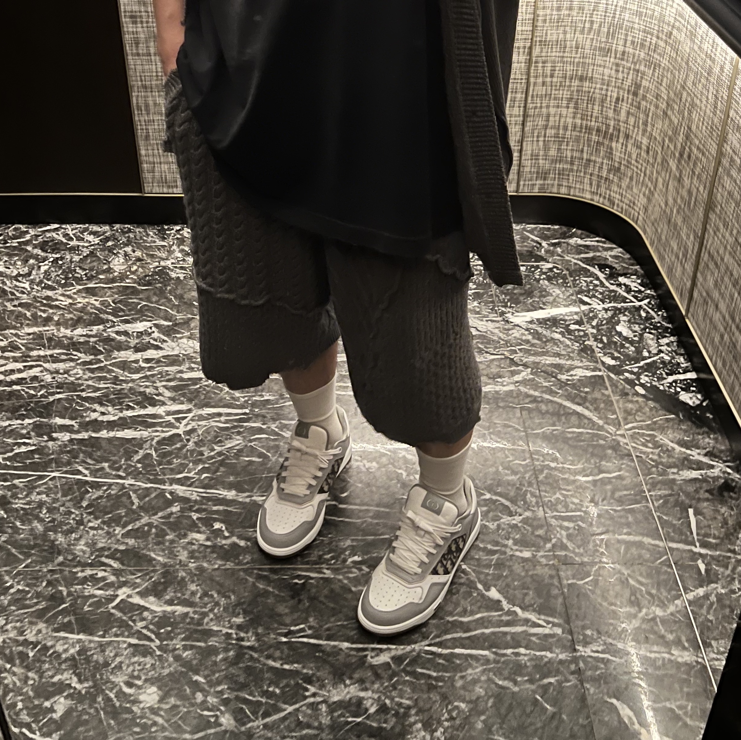 Dior B27 Low-Top Sneakers Gray 착용 스타일 - 1