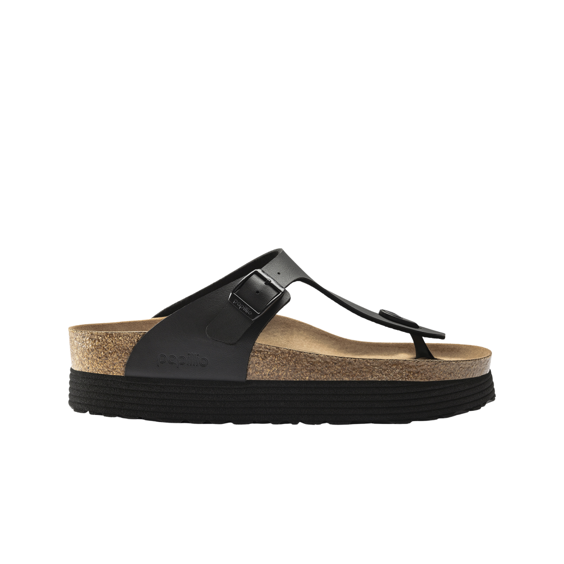 (W) 버켄스탁 지제 플랫폼 비건 비르코 플로 블랙 - 레귤러((W) Birkenstock Gizeh Platform Vegan Birko Flor Black - Regular)