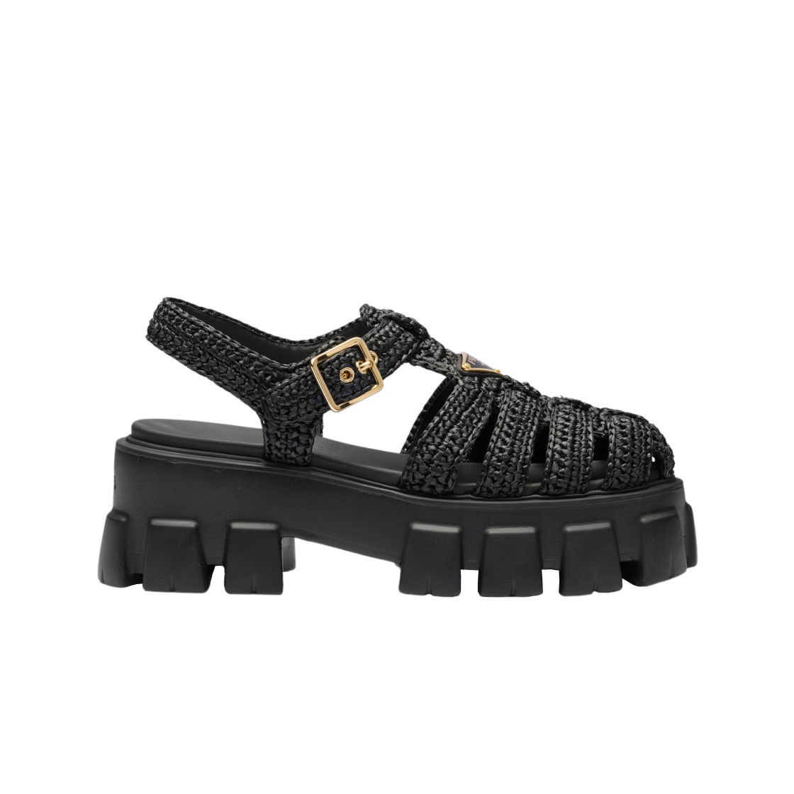 (W) 프라다 모놀리스 크로쉐 케이지 샌들 블랙((W) Prada Monolith Crochet Cage Sandals Black) - 1
