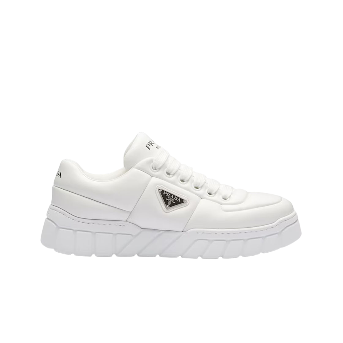 2EE386-2DL8-F0009 Prada Padded Nappa Leather Sneakers White
