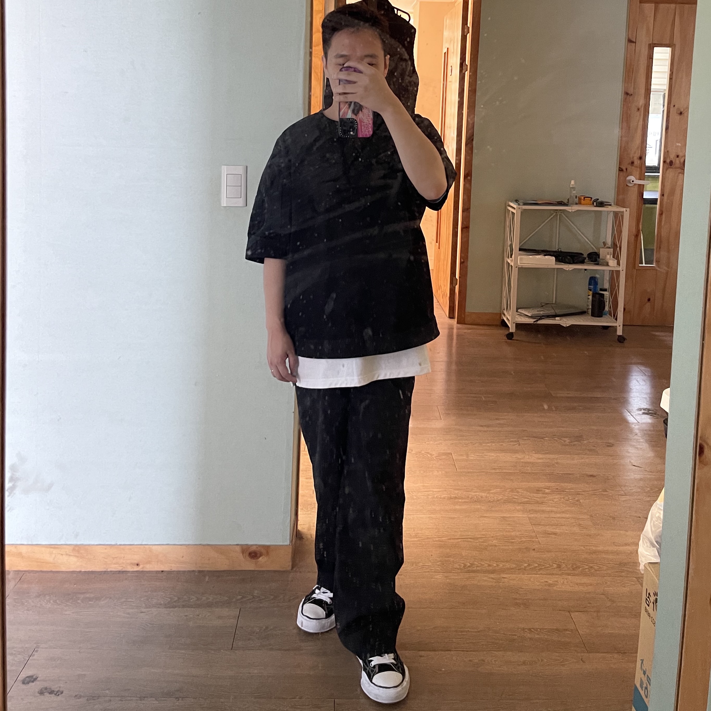 Maison Mihara Yasuhiro Peterson OG Sole Canvas Low Sneakers Black 착용 스타일