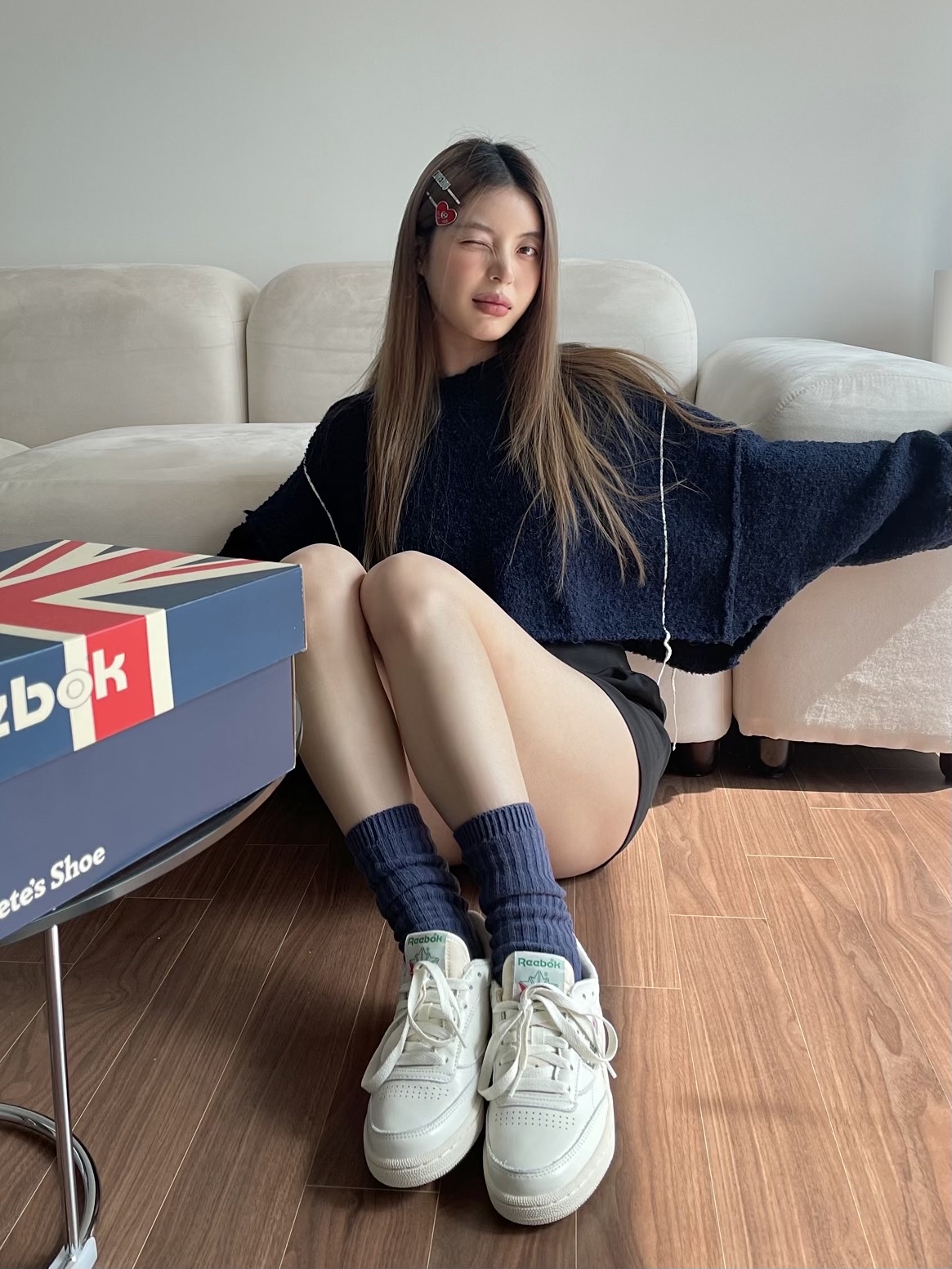 리복 클럽씨 85 빈티지 초크 그린 착용 스타일 - 3