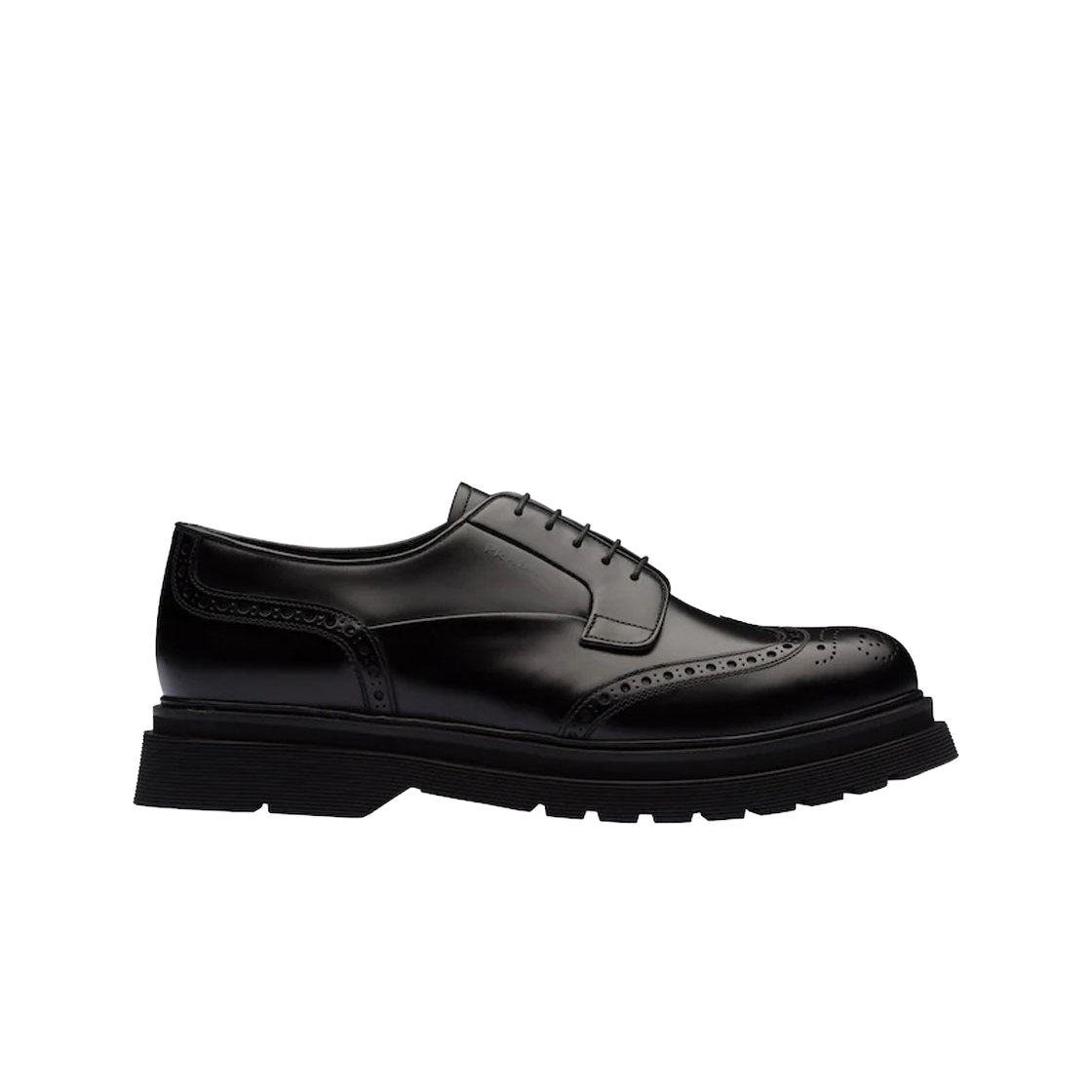 프라다 브러쉬드 레더 더비 브로그 슈즈 블랙(Prada Brushed Leather Derby Brogue Shoes Black) - 1