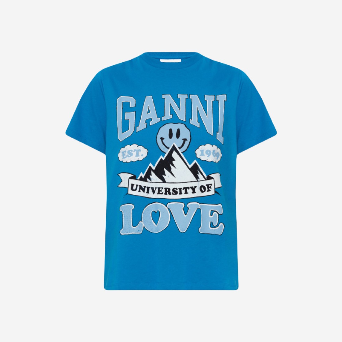 (W) Ganni Mountain University Of Love T-Shirt Cloisonne 상세 이미지 1