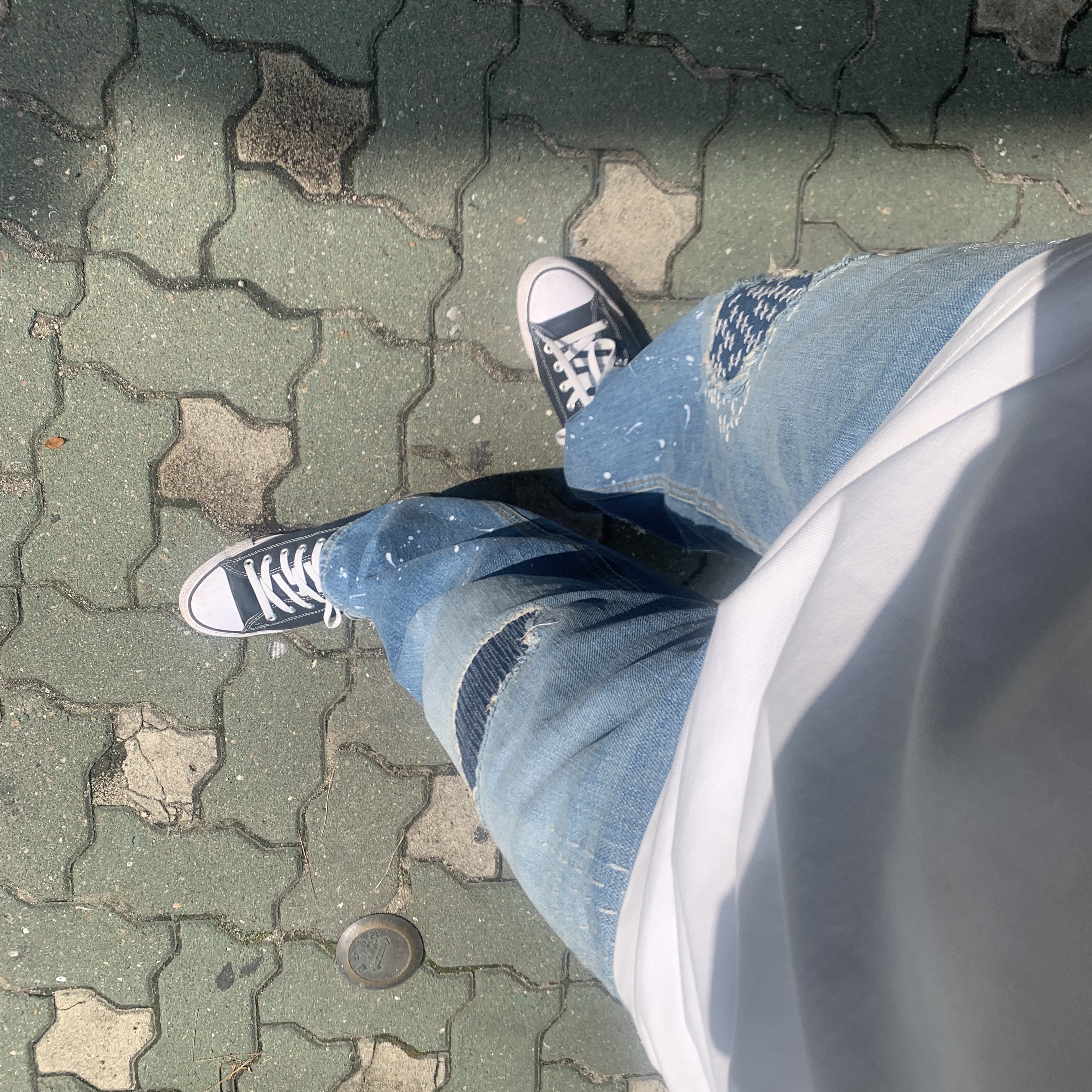 Zara x Ader Error Patchwork Jeans Blue 착용 스타일