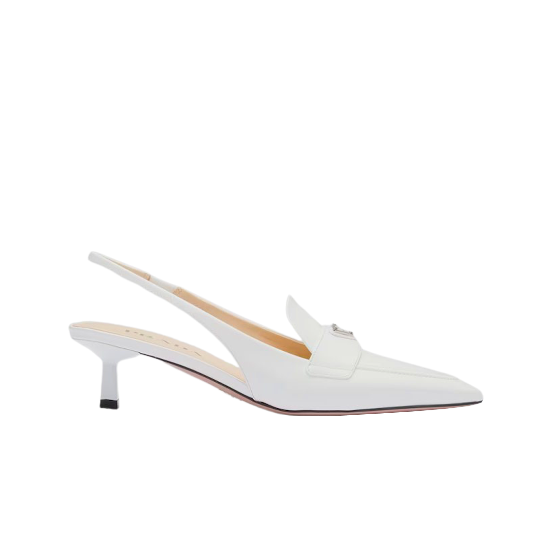 (W) 프라다 페이턴트 레더 슬링백 화이트((W) Prada Patent Leather Slingbacks White) - 1