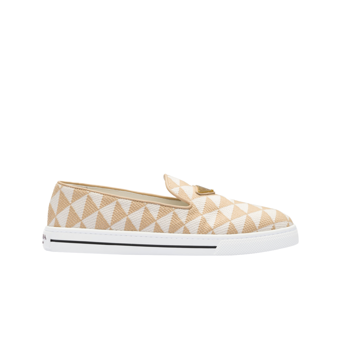 (W) 프라다 자수 패브릭 슬립온 슈즈 베이지 초크 화이트((W) Prada Embroidered Fabric Slip-On Shoes Beige Chalk White) - 1