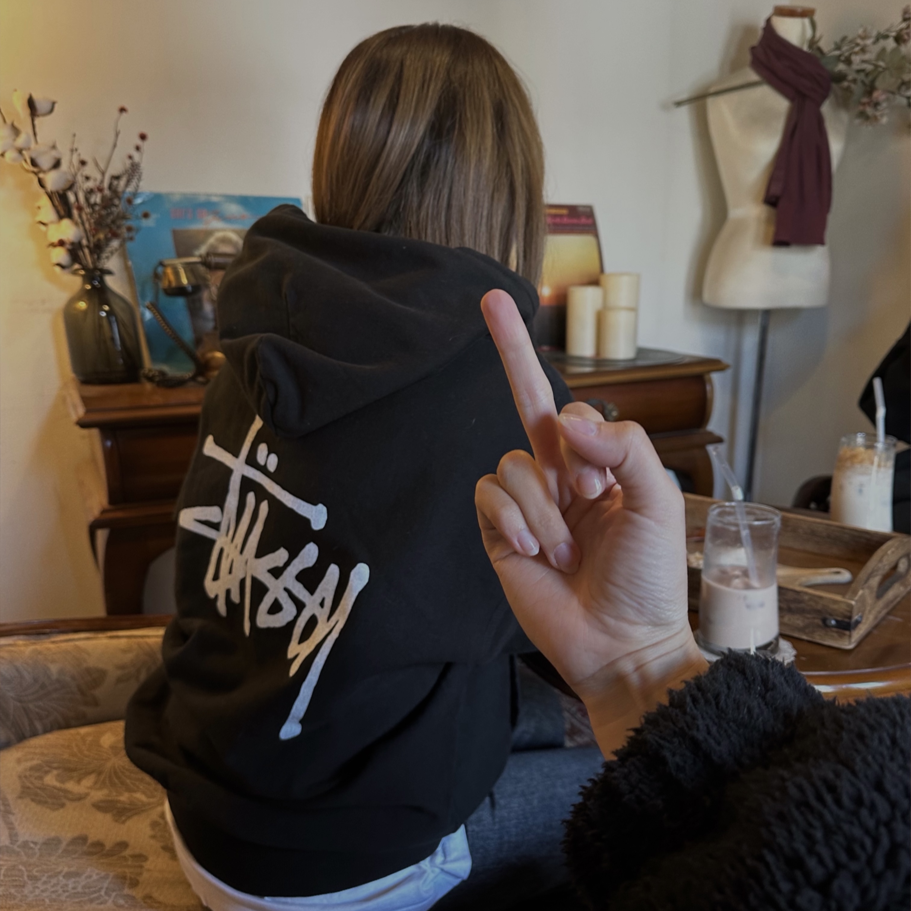 Stussy Basic Stussy Hoodie Black 2023 착용 스타일