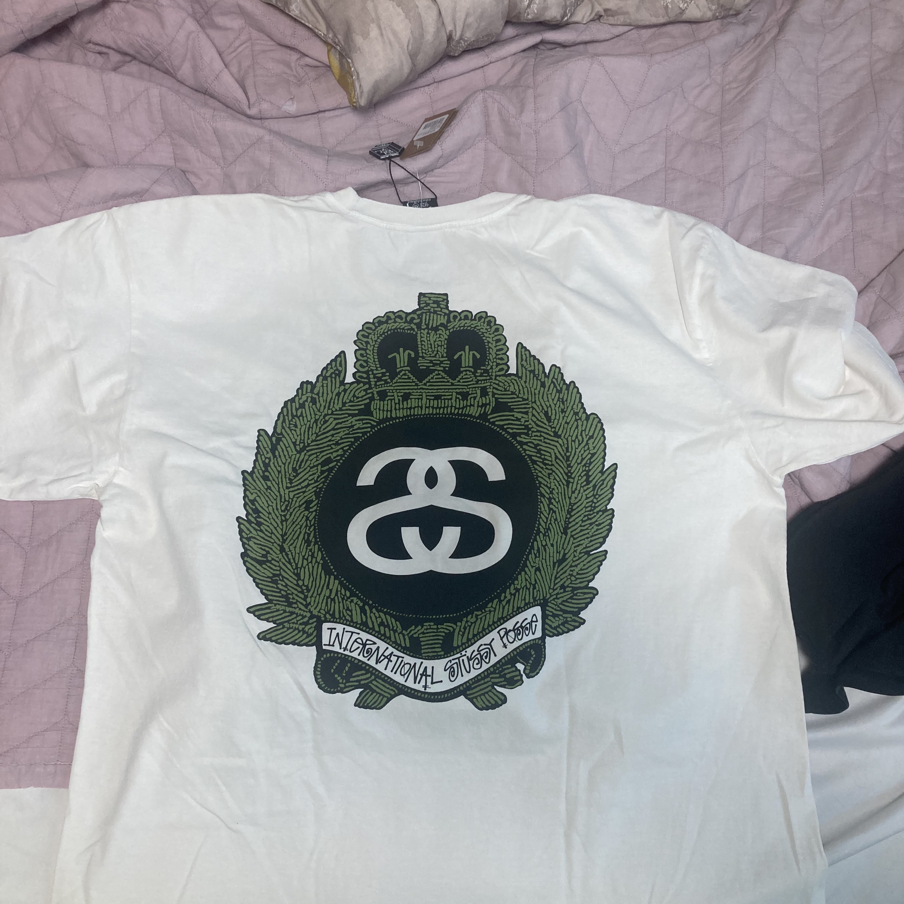 Stussy Crown Wreath Pigment Dyed T-Shirt Natural 착용 스타일 - 2
