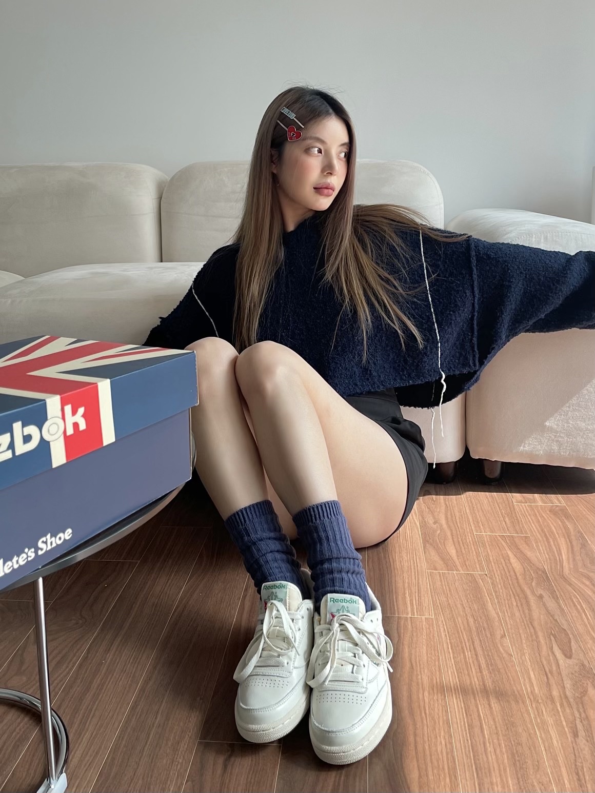 리복 클럽씨 85 빈티지 초크 그린 착용 스타일 - 2