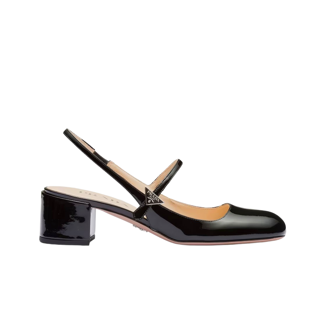 (W) 프라다 페이턴트 레더 슬링백 블랙((W) Prada Patent Leather Slingbacks Black) - 1