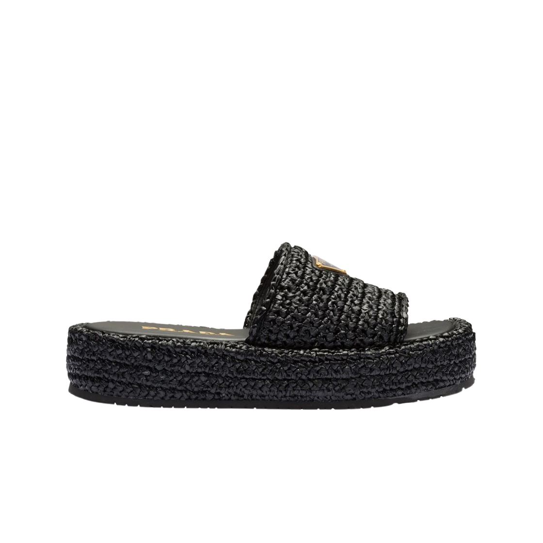 (W) 프라다 크로쉐 플랫폼 슬라이드 블랙((W) Prada Crochet Flatform Slides Black) - 1