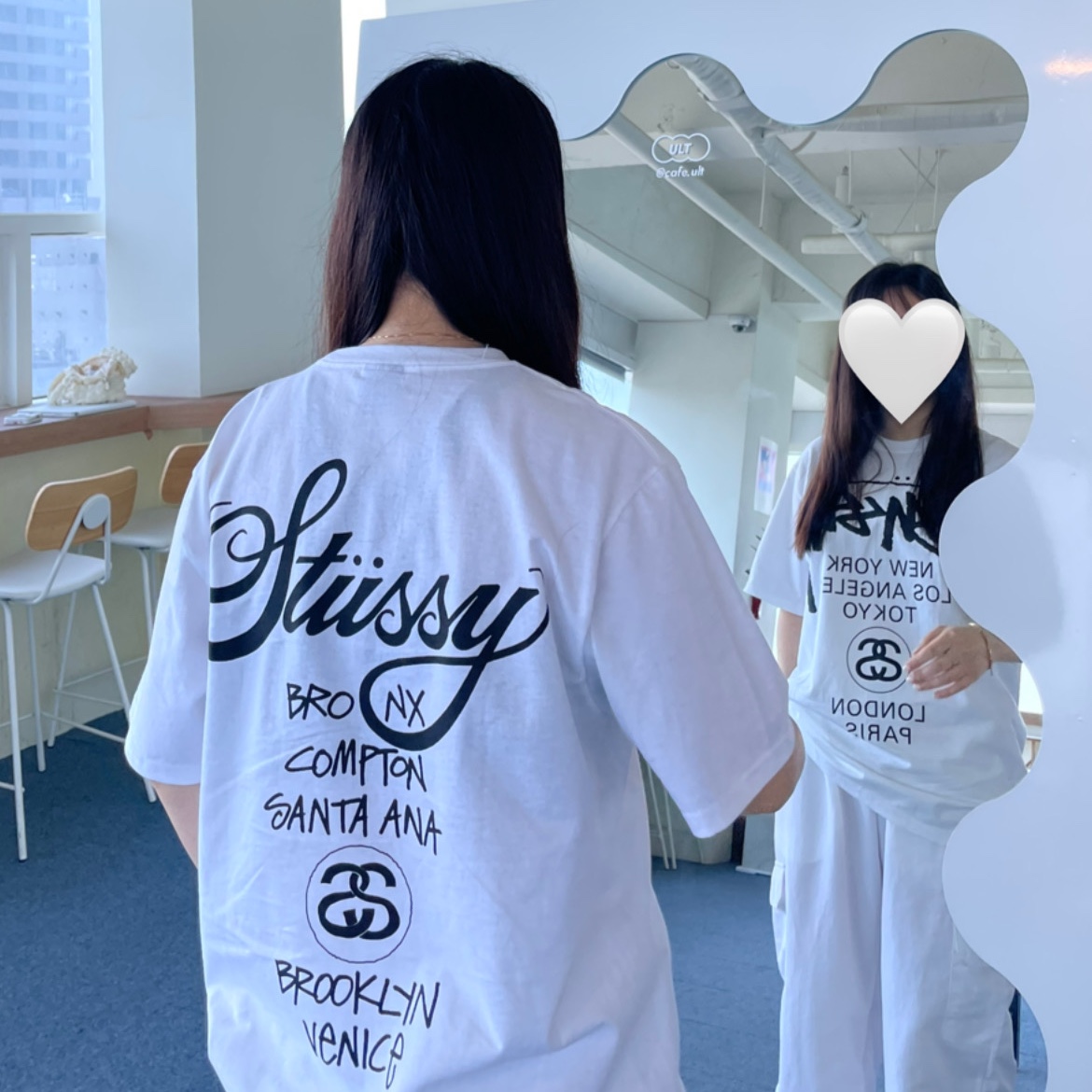 Stussy World Tour T-Shirt White 착용 스타일 - 1