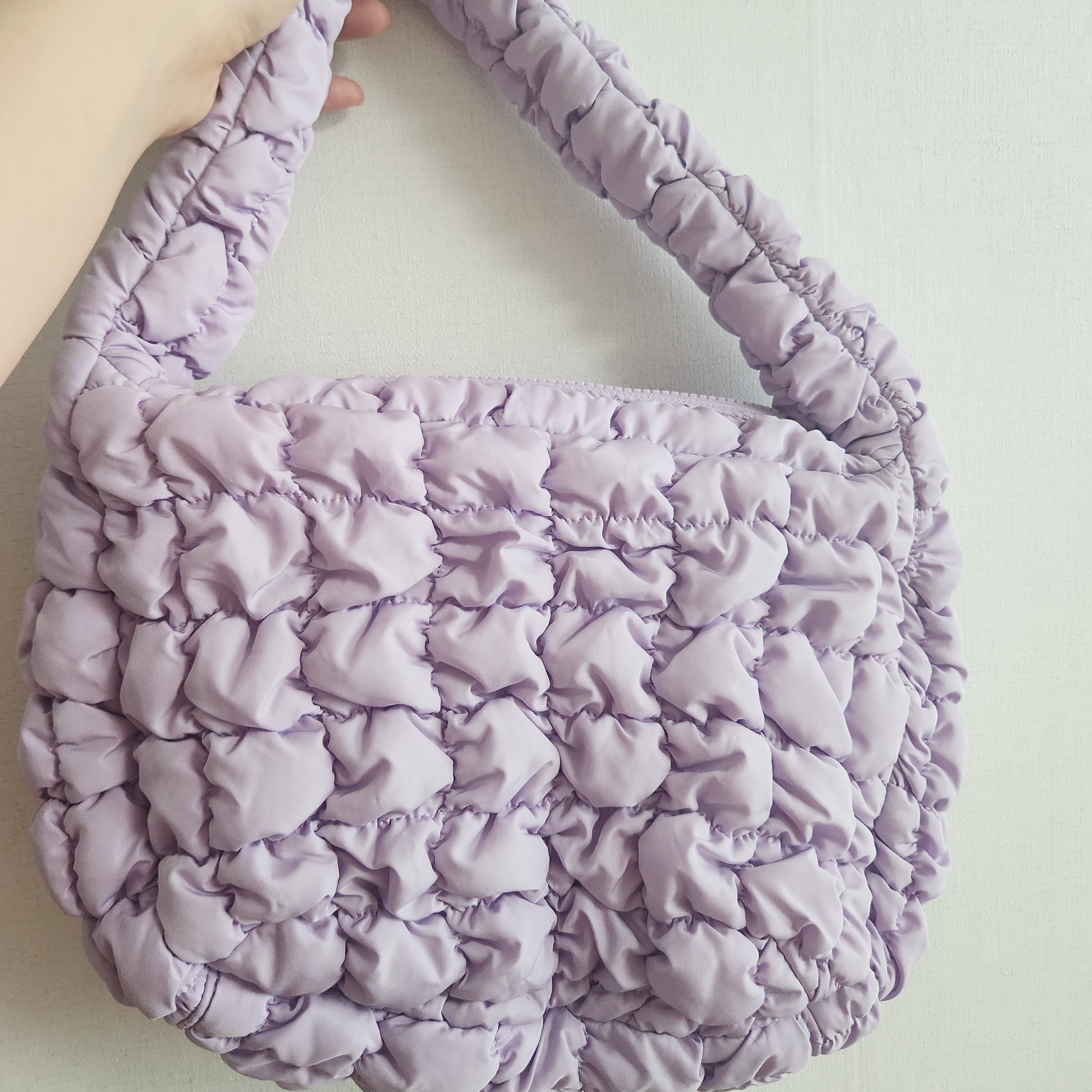 COS Quilted Mini Bag Purple 착용 스타일