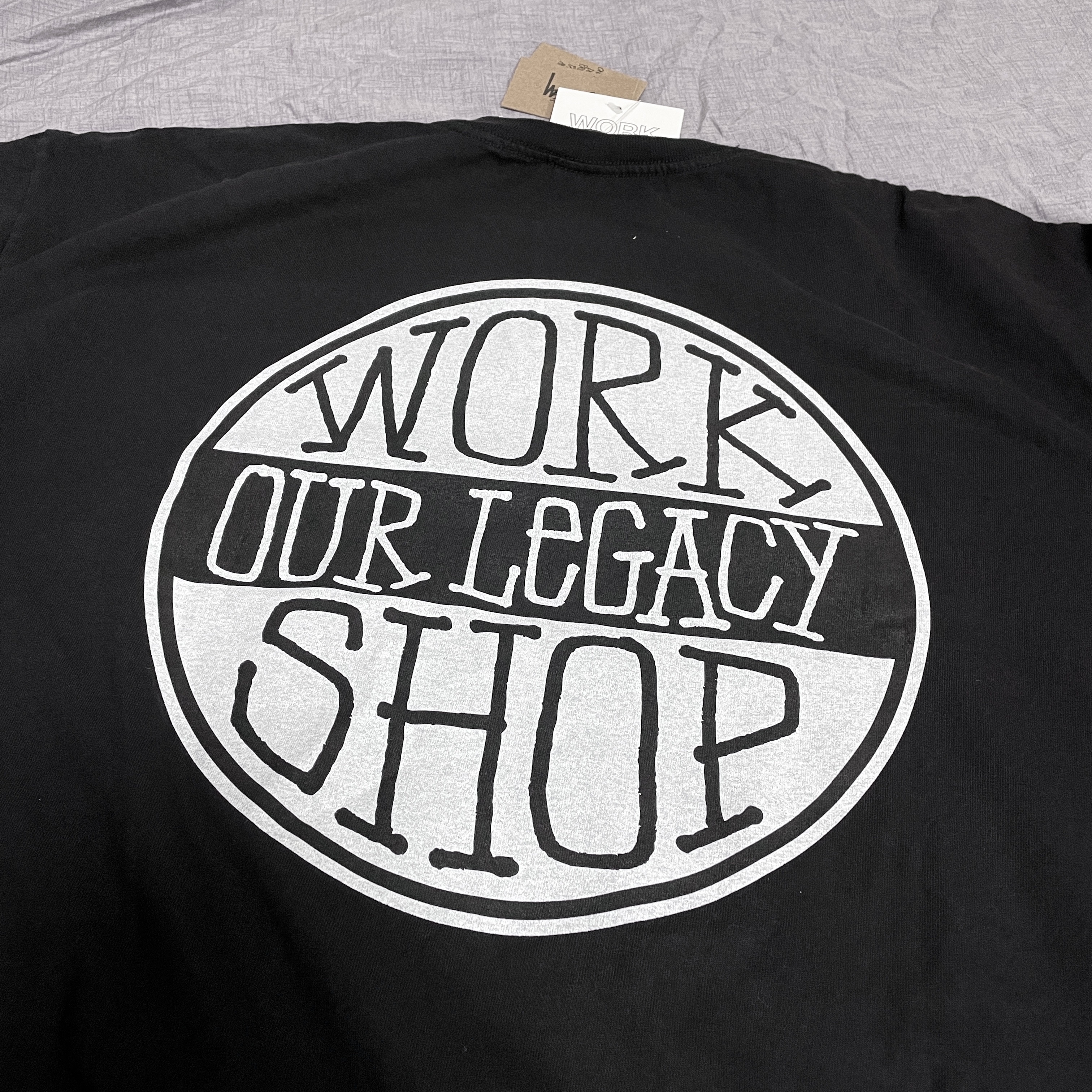 Stussy x Our Legacy Work Shop Dot Pigment Dyed T-Shirt Black 착용 스타일 - 2
