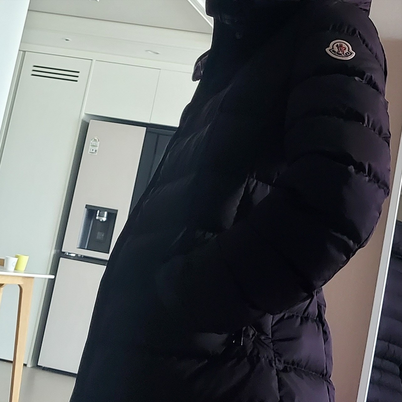 (W) Moncler Flammette Long Down Jacket Black - 22FW 착용 스타일