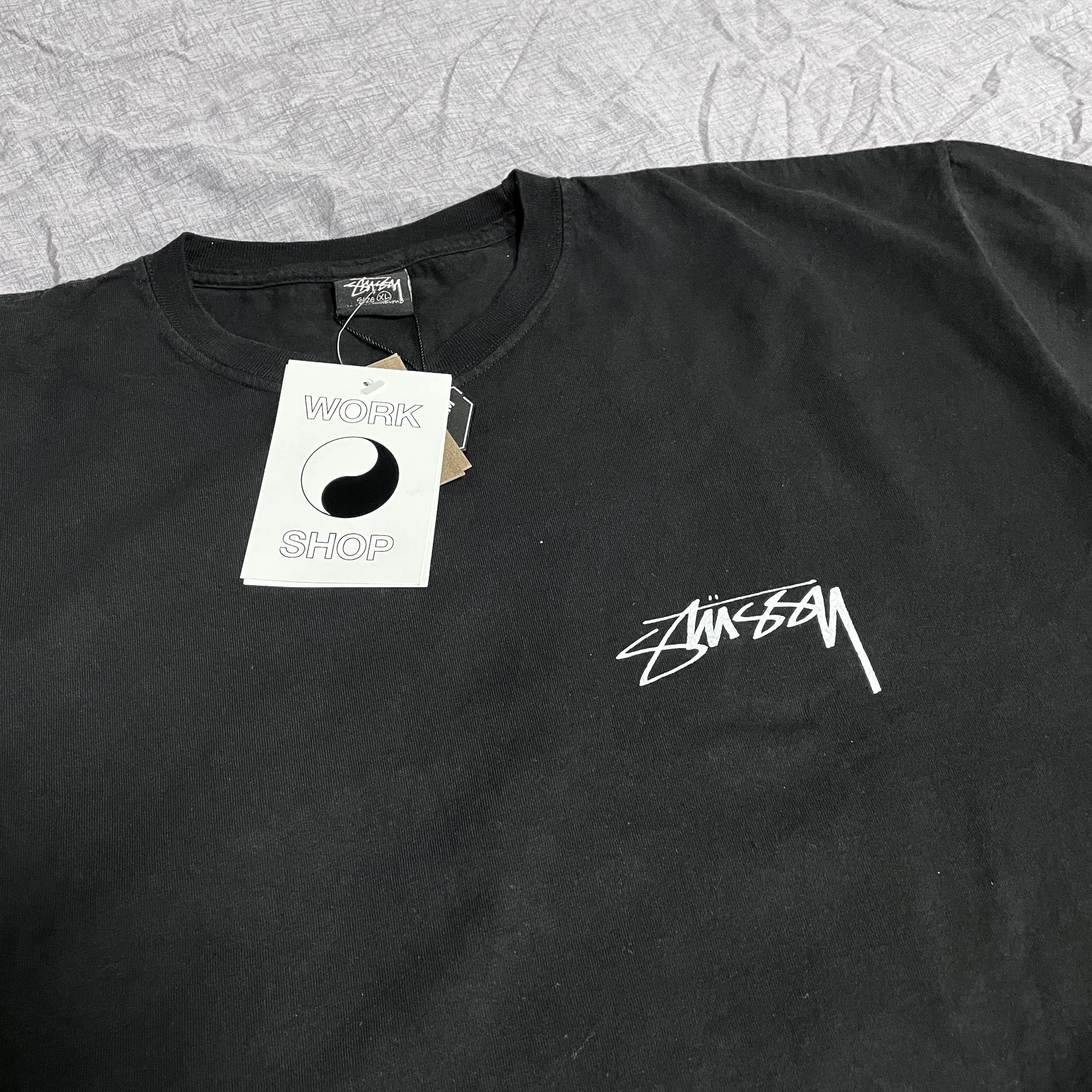 Stussy x Our Legacy Work Shop Dot Pigment Dyed T-Shirt Black 착용 스타일 - 1