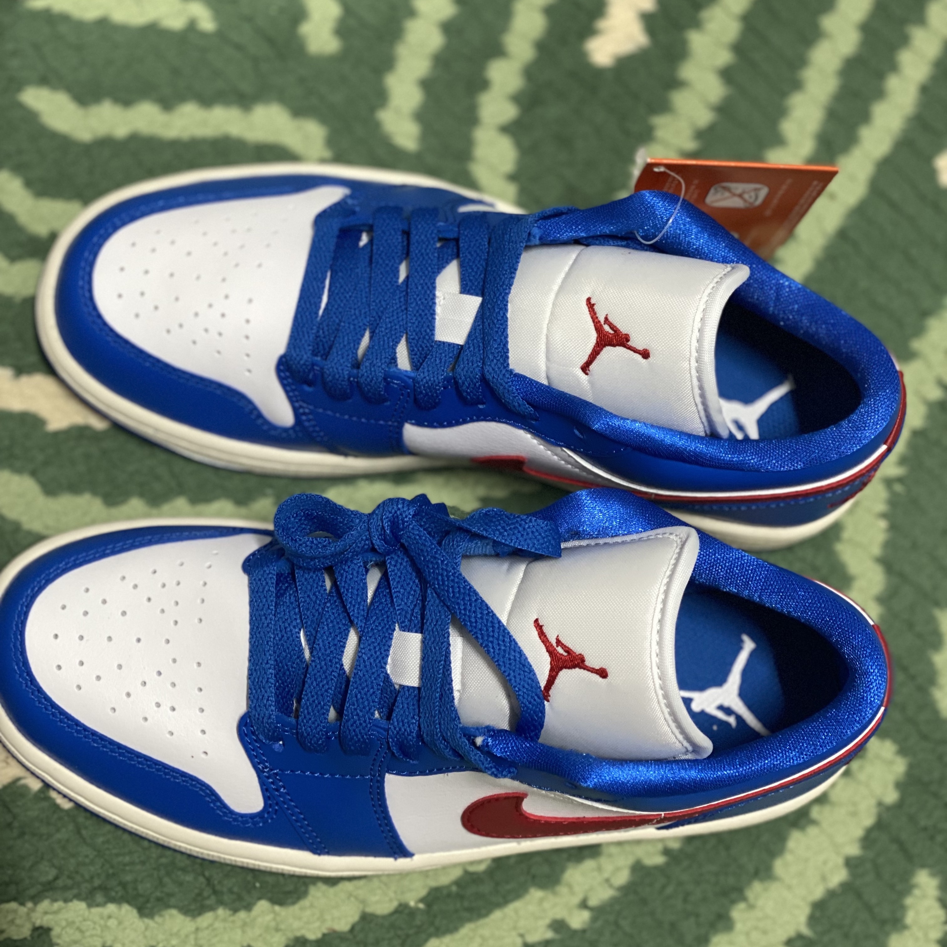 (W) Jordan 1 Low Sport Blue Gym Red 착용 스타일 - 3