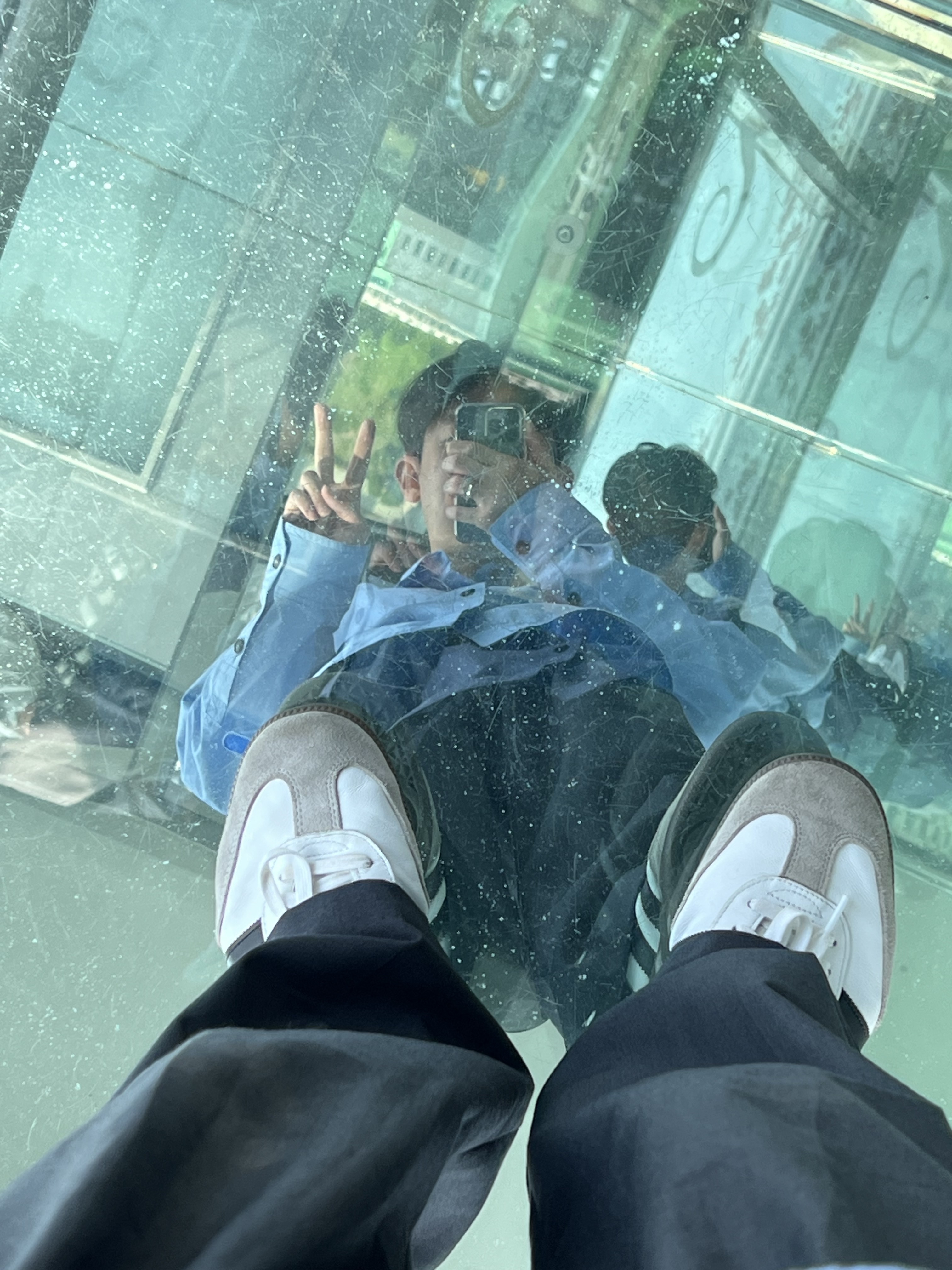 Zara x Ader Error Oversized Shirt Sky Blue, Adidas Samba OG Cloud White 착용 스타일 - 1
