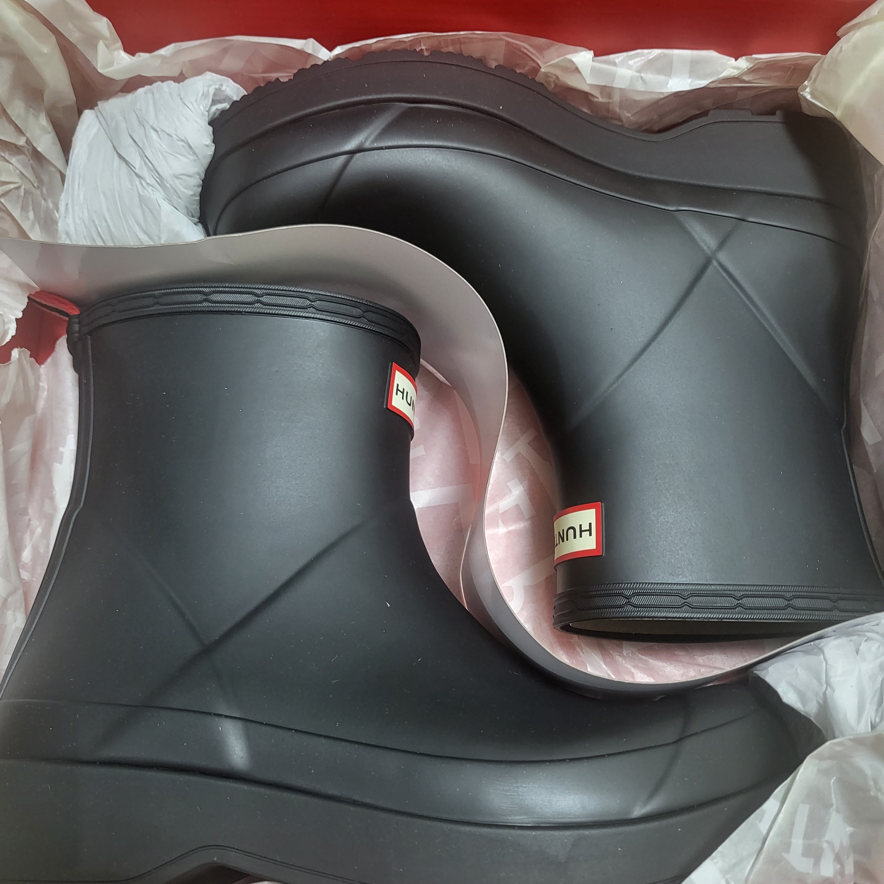 Hunter Play Short Wellington Boots Black 착용 스타일