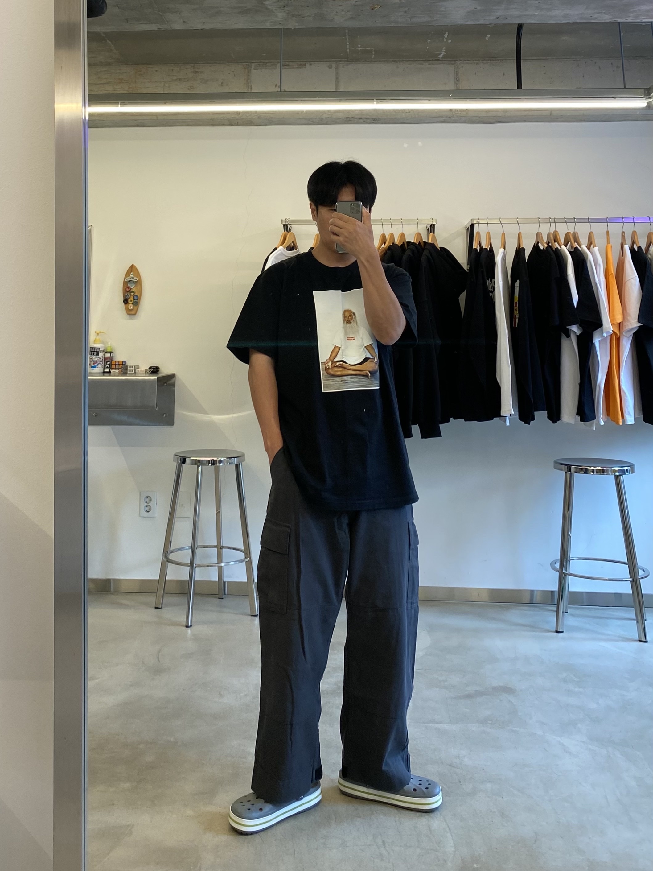 Supreme Rick Rubin T-Shirt Black - 21FW 착용 스타일