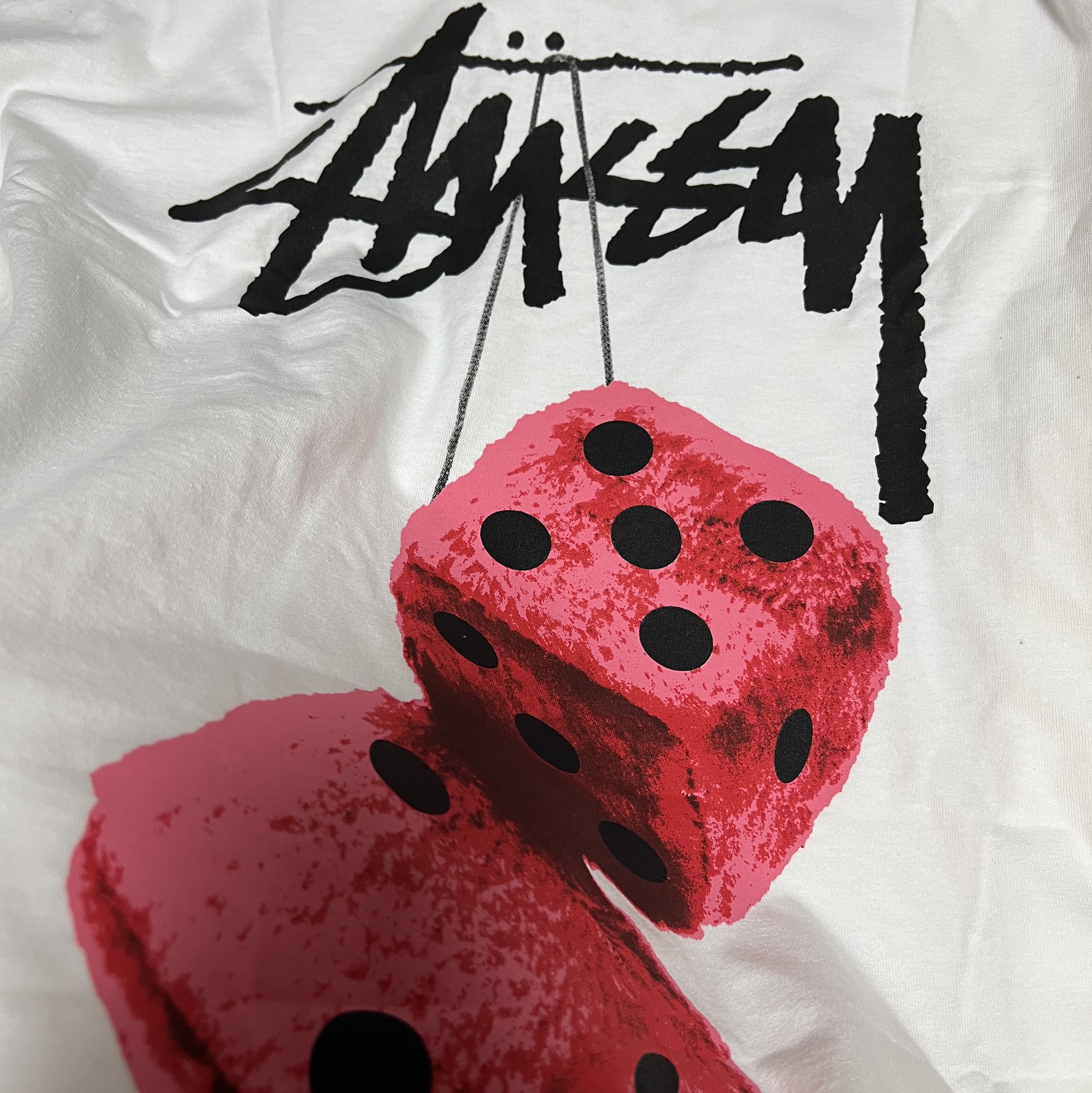 Stussy Fuzzy Dice T-Shirt White 착용 스타일