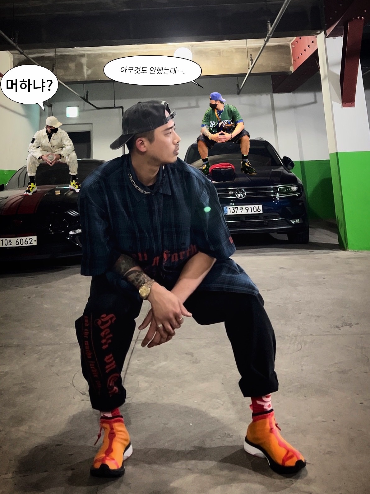 Supreme Pigment Canvas S Logo 6-Panel Black - 23SS, Supreme Bleed Logo S/S Top Black - 20FW 착용 스타일 - 1